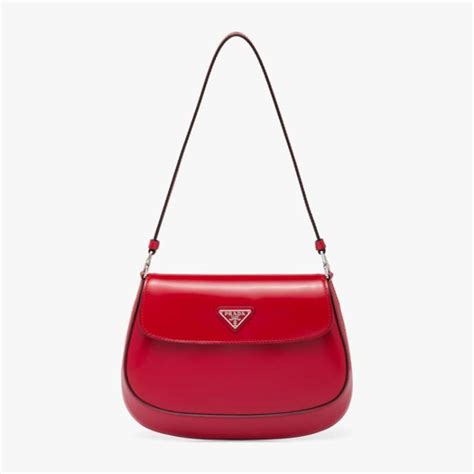 prada red brushed leather shoulder bag|Prada small nylon shoulder bag.